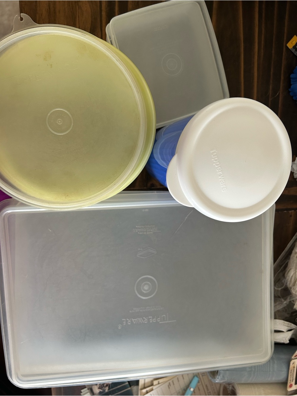 Vintage Tupperware White and Yellow Nesting Food Storage Set